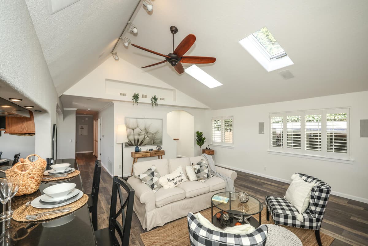 Cozy and stylish living room with natural light