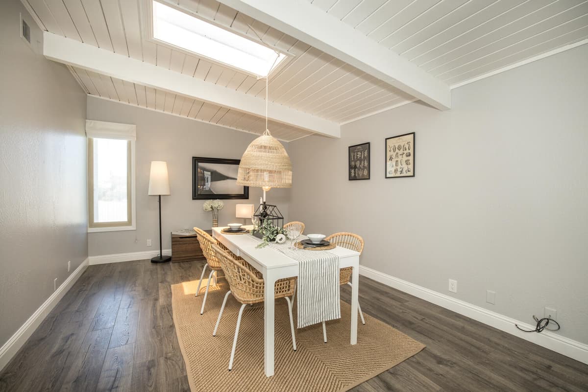 Cozy and stylish dining room with natural light